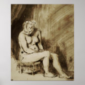 Rembrandt - Frauen sitzen im Stuhl Poster (Vorne)
