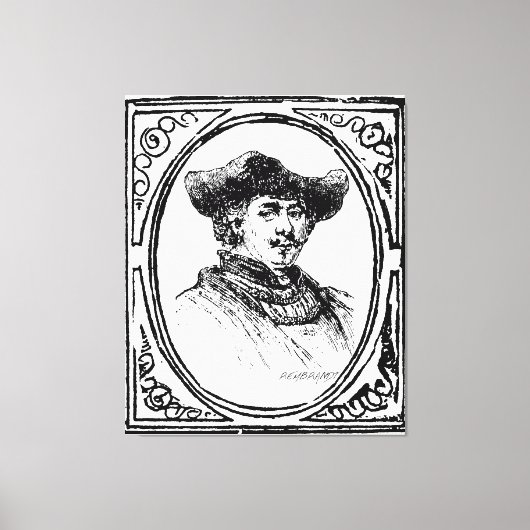 Rembrandt Gerahmtes Selbstportrait Sketch Leinwand (Vorderseite)