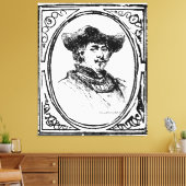 Rembrandt Gerahmtes Selbstportrait Sketch Leinwand (Insitu (Wohnzimmer))