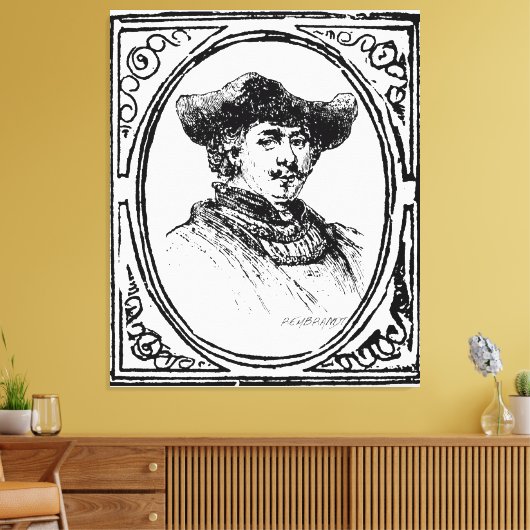 Rembrandt Gerahmtes Selbstportrait Sketch Leinwand (Insitu (Wohnzimmer))