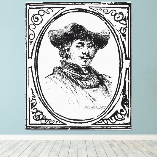 Rembrandt Gerahmtes Selbstportrait Sketch Leinwand (Insitu (Holzboden))