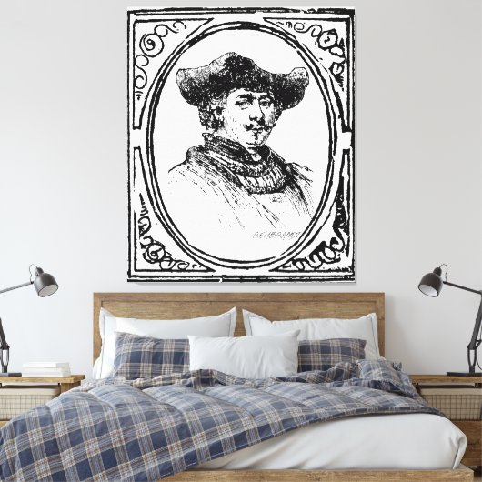 Rembrandt Gerahmtes Selbstportrait Sketch Leinwand (Insitu (Schlafzimmer))