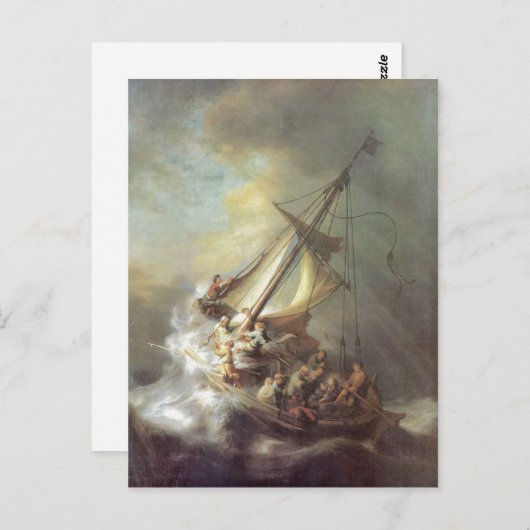 Rembrandt Harmensz. van Rijn Christus im Sturm auf Postkarte (Vorne/Hinten)