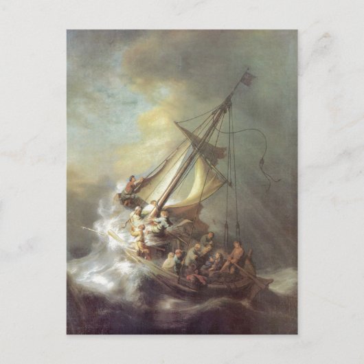 Rembrandt Harmensz. van Rijn Christus im Sturm auf Postkarte (Vorderseite)