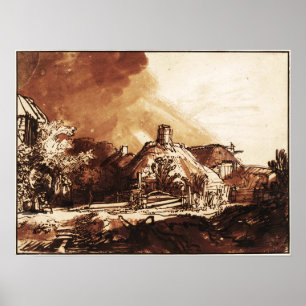 Rembrandt - Hütten unter Stormy Sky 1635 Poster