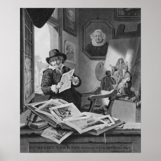 Rembrandt in seinem Studio Poster (Vorne)