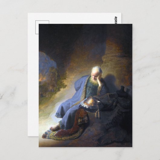 Rembrandt Jeremiah Lamenting the Destruction Postkarte (Vorne/Hinten)