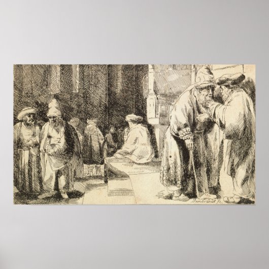 Rembrandt - Juden in Synagoge Poster (Vorne)