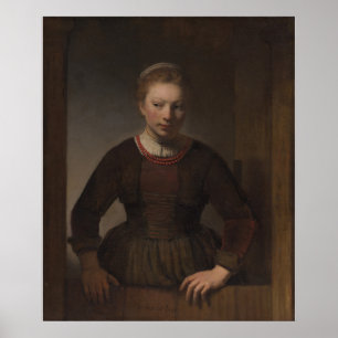 Rembrandt - Junge Frau an einer offenen halboffene Poster