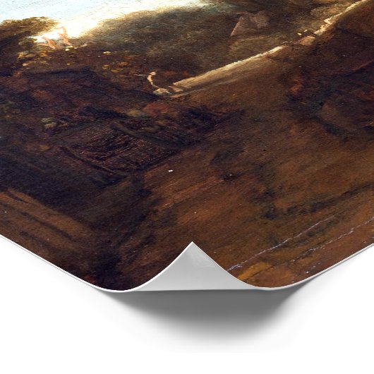 Rembrandt Landschaft mit Steinbrücke Poster (Ecke)