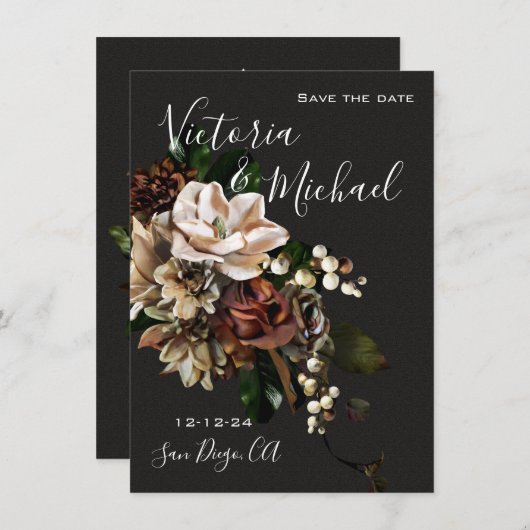 Rembrandt Magnolia Save the Date Wedding Einladung (Vorne/Hinten)