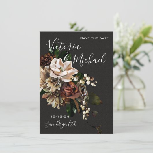 Rembrandt Magnolia Save the Date Wedding Einladung (Stehend Vorderseite)