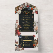 Rembrandt Moody Floral Wedding Initials All In One Einladung (Innen Boden)