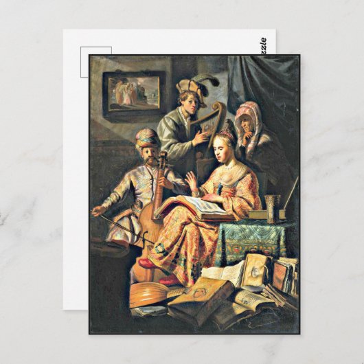 Rembrandt - Musikalische Allegorie Postkarte (Vorne/Hinten)