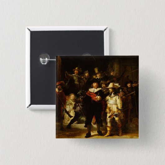 Rembrandt Nightwatch Night Barockmalerei Button (Vorne & Hinten)