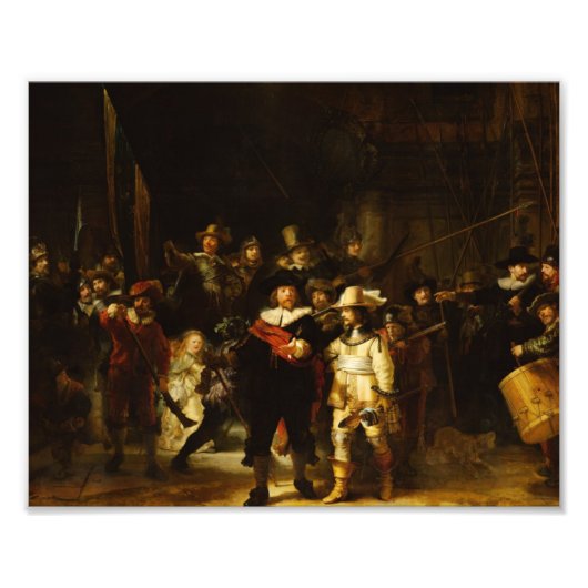 Rembrandt Nightwatch Night Barockmalerei Fotodruck (Vorne)
