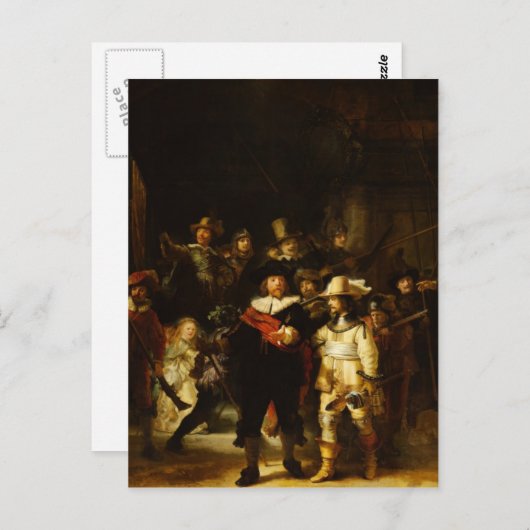 Rembrandt Nightwatch Night Barockmalerei Postkarte (Vorne/Hinten)