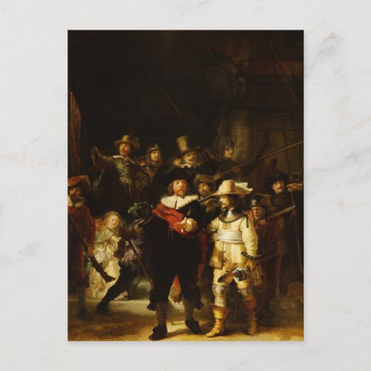 Rembrandt Nightwatch Night Barockmalerei Postkarte (Vorderseite)
