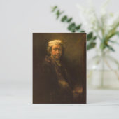 Rembrandt- Portrait des Künstlers in Seinem Easel Postkarte (Stehend Vorderseite)