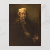Rembrandt- Portrait des Künstlers in Seinem Easel Postkarte (Vorderseite)