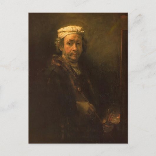 Rembrandt- Portrait des Künstlers in Seinem Easel Postkarte (Vorderseite)