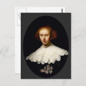 Rembrandt- Portrait einer jungen Frau Postkarte (Vorne/Hinten)