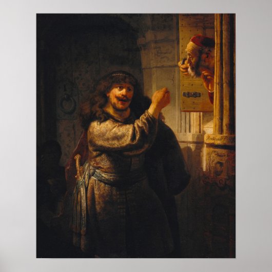 Rembrandt - Samson bedrohte seinen Schwiegervater Poster (Vorne)