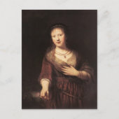 Rembrandt - Saskia mit einer roten Blume Postkarte (Vorderseite)
