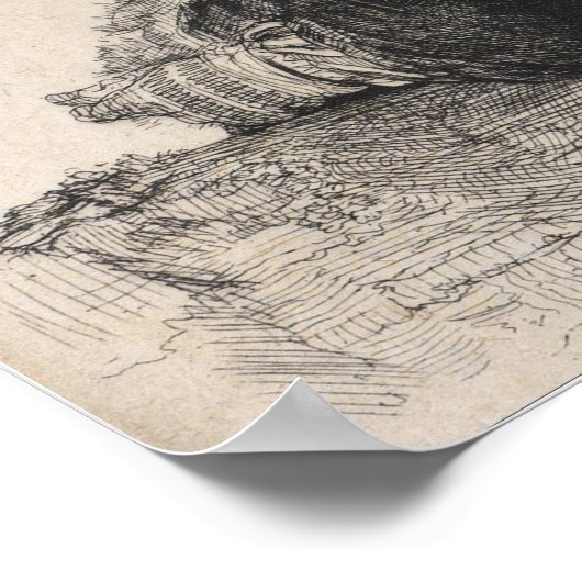 Rembrandt - Selbstportrait auf Steinpilz Poster (Ecke)
