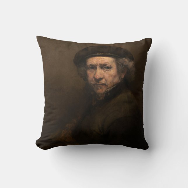 Rembrandt Selbstportrait mit Beret Kissen (Vorderseite)