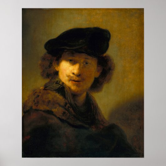 Rembrandt - Selbstportrait mit Velvet Beret Poster (Vorne)