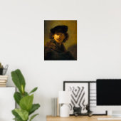 Rembrandt - Selbstportrait mit Velvet Beret Poster (Heimbüro)