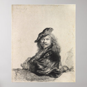 Rembrandt - Selbstporträt auf steinerner Brüstung  Poster
