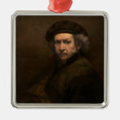 Rembrandt Self Portrait: Dutch Golden Age Painter Ornament Aus Metall (Vorne)