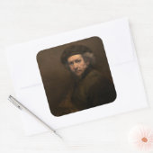 Rembrandt Self Portrait: Dutch Golden Age Painter Quadratischer Aufkleber (Umschlag)