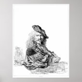 Rembrandt Self Portrait Etching Poster (Vorne)