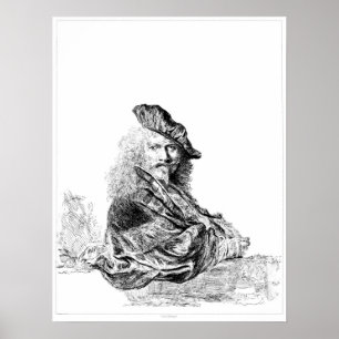 Rembrandt Self Portrait Etching Poster
