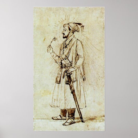 Rembrandt - Shah Jahan mit Blume und Schwert Poster (Vorne)