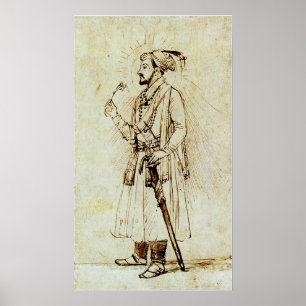 Rembrandt - Shah Jahan mit einer Blume und einem S Poster