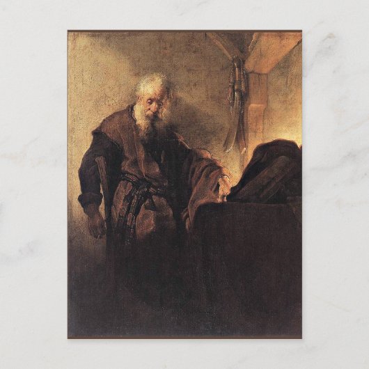 Rembrandt - St. Paul an seinem Schreibtisch Postkarte (Vorderseite)