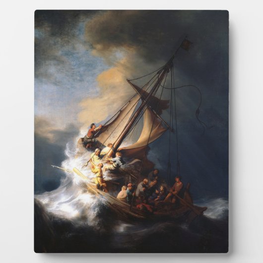 Rembrandt Van Rijn Christ im Sturm Sea Galilee Fotoplatte (Vorderseite)