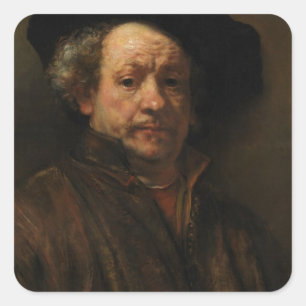Rembrandt van Rijns Selbstportrait Kunst Quadratischer Aufkleber