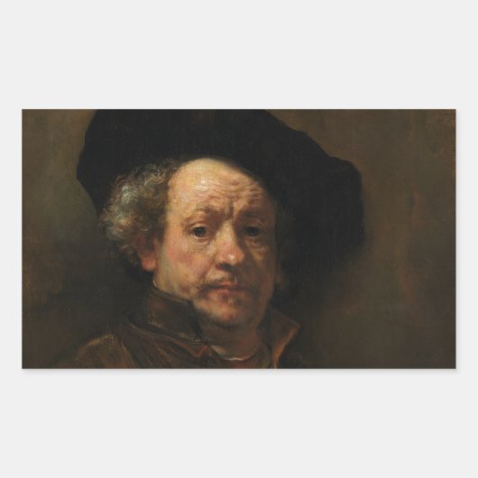 Rembrandt van Rijns Selbstportrait Kunst Rechteckiger Aufkleber (Vorderseite)