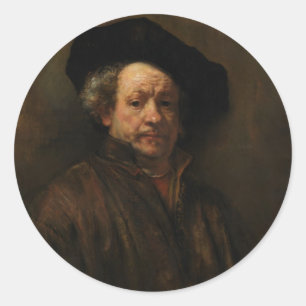 Rembrandt van Rijns Selbstportrait Kunst Runder Aufkleber
