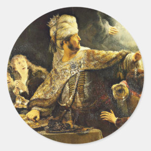 Rembrandts Gemälde, Belshazzars Festmahl, Runder Aufkleber