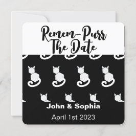 Remem Purr Funny Moderne Schwarz-Weiß Katze QR Sa Save The Date