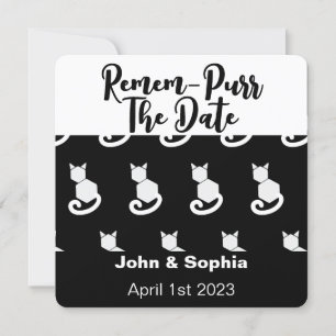 Remem Purr Funny Moderne Schwarz-Weiß Katze QR Sa Save The Date