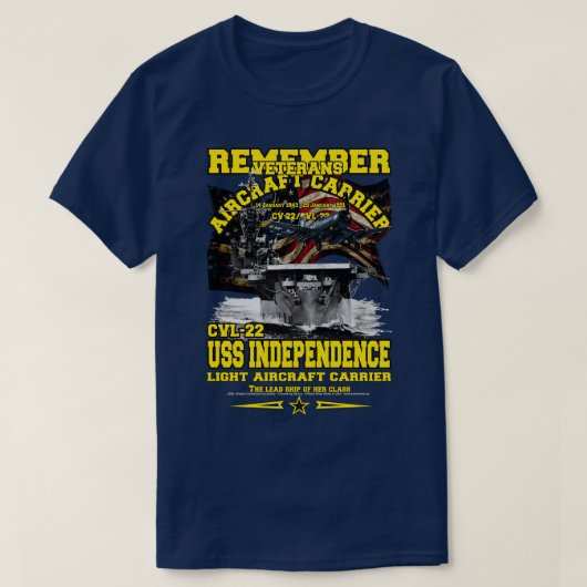 REMEMBER USS Independence CVL22 Flugzeugträger T-Shirt (Design vorne)