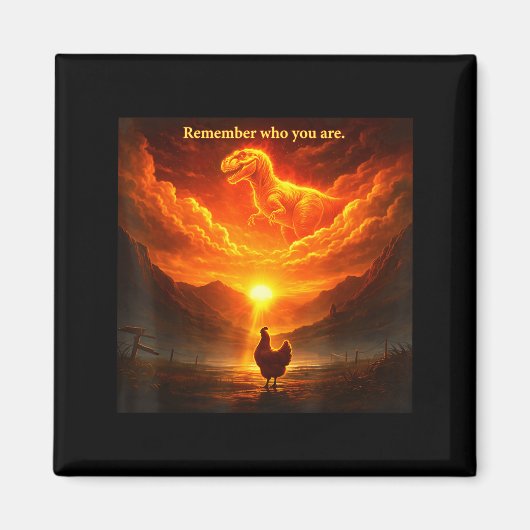 Remember Who Are You Dinosaur Chicken Cool Funny G Magnet (Vorne)