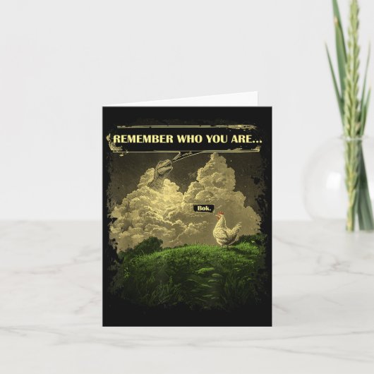 Remember Who You Are Funny Chicken Dinosaur Evolut Karte (Vorderseite)